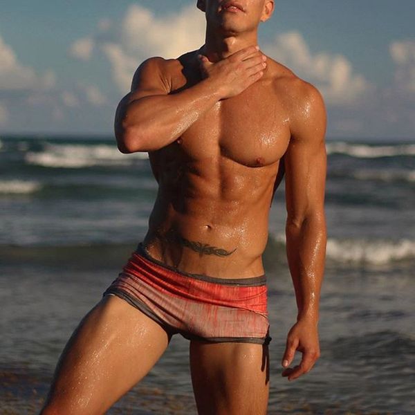 

men summer swimwears trendy boxer swim trunks mens summer printed beach swimming shorts casual gradient shorts underpants