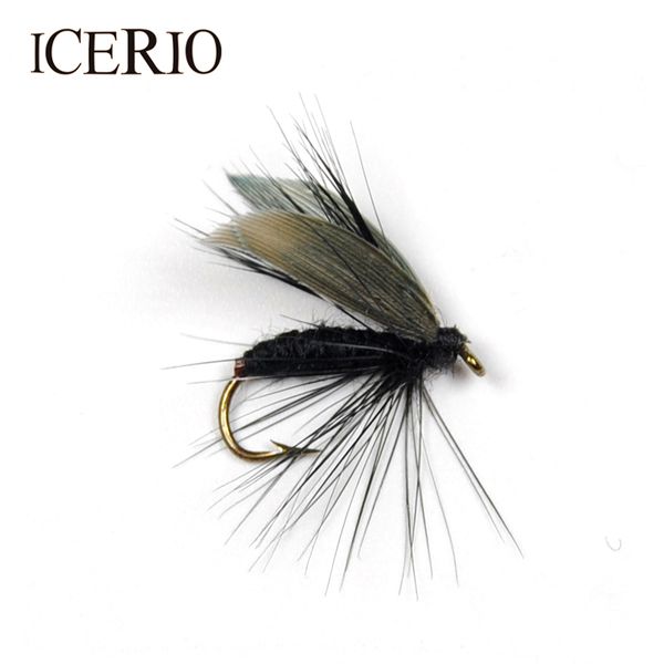 

icerio 6pcs black larvae with wings fishing for trout bait size #12