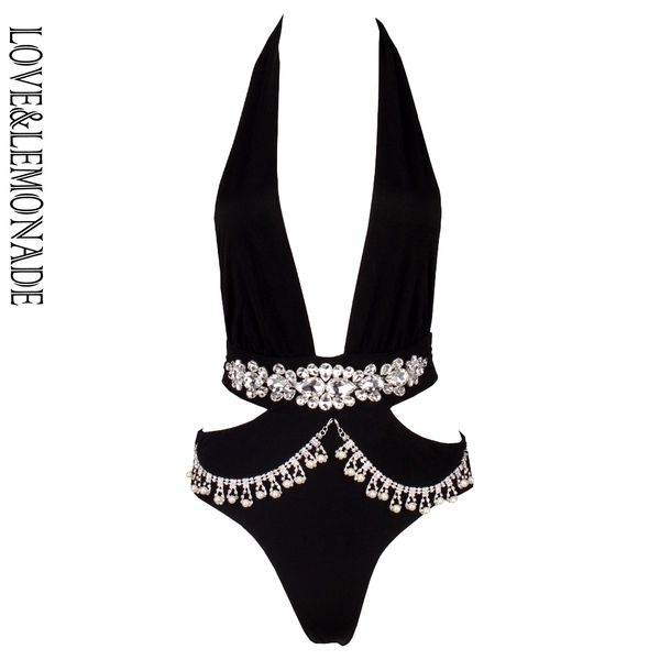 

love&lemonade cutout beading bodysuit black/pink/nude tb 9909, Black;white