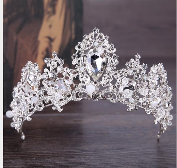 

bride's marriage jewelry big crystal diamond bride crown headdress, Slivery;golden