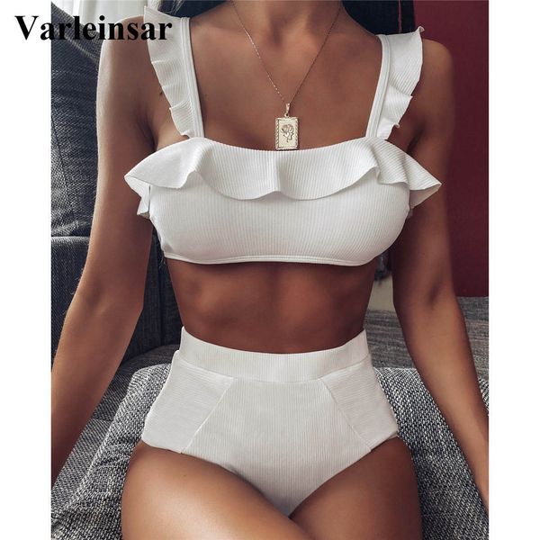 

sexy vintage ruffled бикини высокой талией купальник женщины купальники бикини набор ребристые купальщица высокой талией купальный костюм ку, White;black