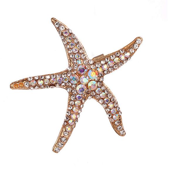 

adorable gold rhinestone starfish brooches for women wedding brooch pins fashion accessories, Gray