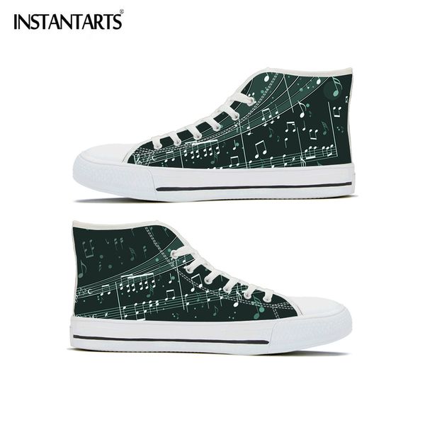 

instantarts classical music notes design casual sneakers women men high canvas shoes walking sneaker light, Black