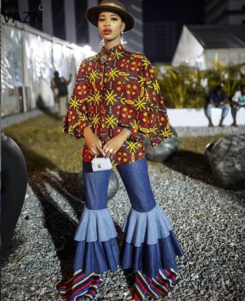 

вазн осень 2019 высокое качество сексуальные элегантные модные женские брюки твердые женщины bodycon комбинезоны длинные джинсовые flare брю, Blue