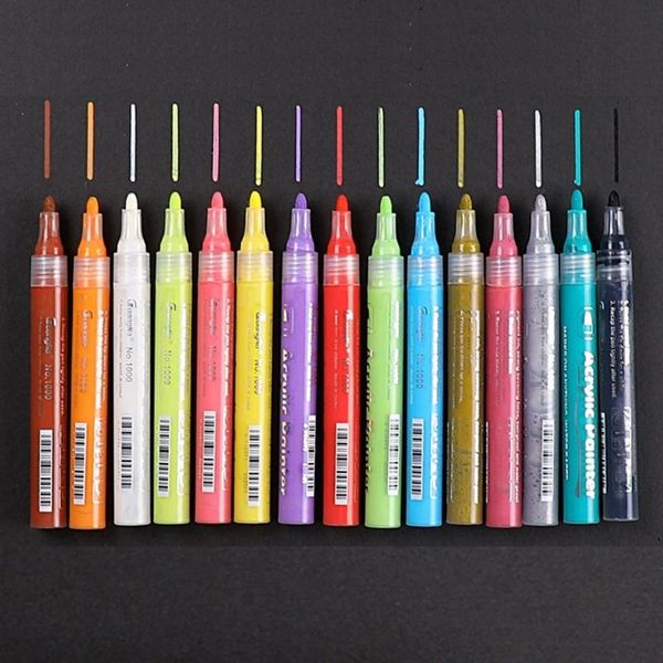 

12/15/24 colors acrylic permanent paint marker pen for ceramic rock glass porcelain mug wood fabric canvas painting art supplies