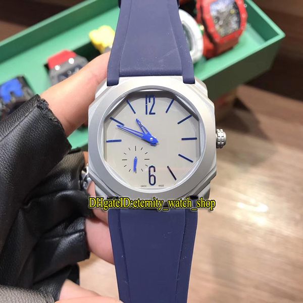 

new octo finissimo bgo40c14ttxtauto/l 102945 blue dial japan miyota automatic mens watch gray case rubber strap sport watches, Slivery;brown