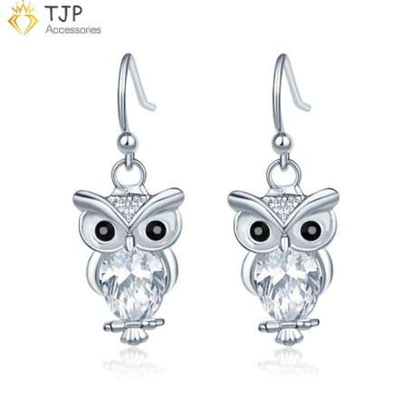 

tjp vintage animal owl zircon stud earrings female gorgeous women rose gold silver color charms statement 3d earrings jewelry, Golden;silver