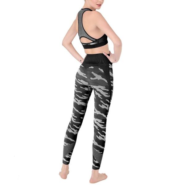 

2pcs camo yoga set sports wear for women gym fitness clothing booty yoga leggings + sport bra gym sport suit femme 2020 new, White;red