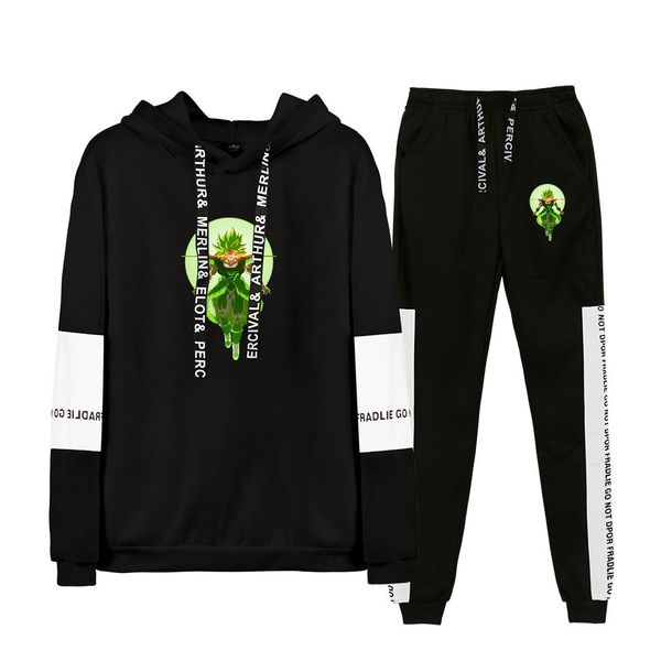 

printing sets women/men long sleeve software splice hooded+jogger pants 2019 casual streetwear suit clothes, Black