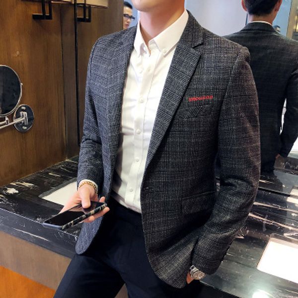 

new casual suit male slim korean version of the trend of handsome british style suit jacket single coat, White;black