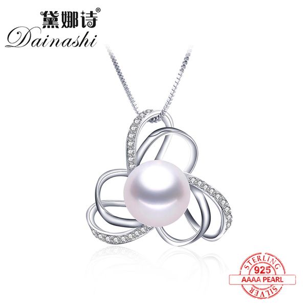 

2020 new zircon big natural freshwater pearl pendants for women fashion silver 925real pearl flower necklace 45cm jewelry