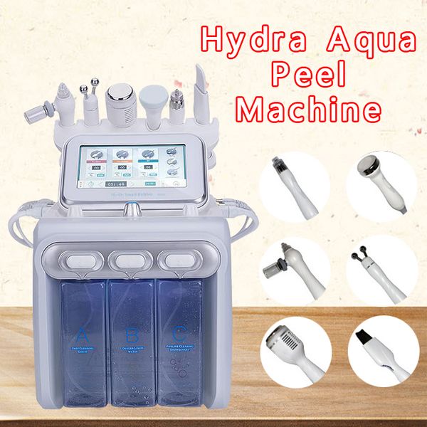 

6 in 1 h2 o2 hydrafacial peeling machine hydra diamond microdermabrasion oxygen facial spray vacuum skin cleaning bio rf face care spa use