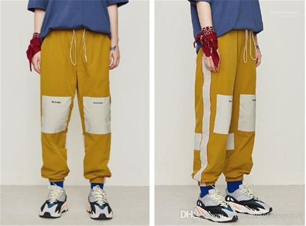 

mens loose panelled running pants fashion sport pants with drawstring mens designer letter printed sports pants, Black