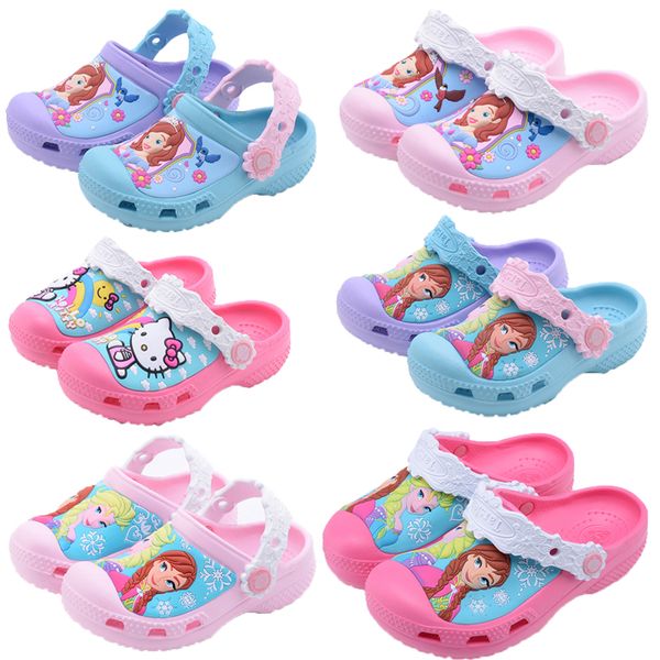 

snow queen princess baby slippers 2018 hello kitty swimming shoes kids water shoes kids slippers cute girl, Black;grey