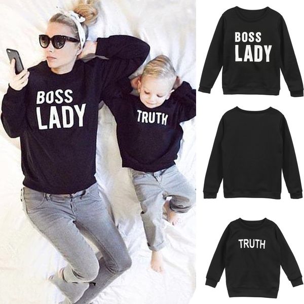 

canis 2019 new casual women kid mom daughter family matching blouse sweaters pullover warm t shirt, Blue