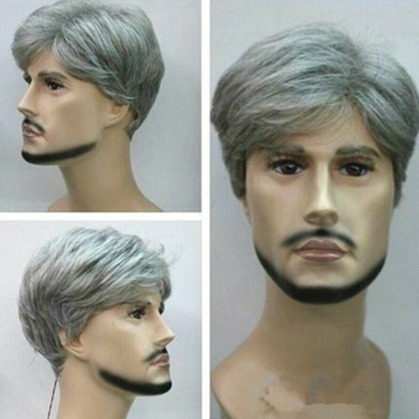 New Hot Fashion Short Silver Grey Wigs Men Hair Cosplay Wig