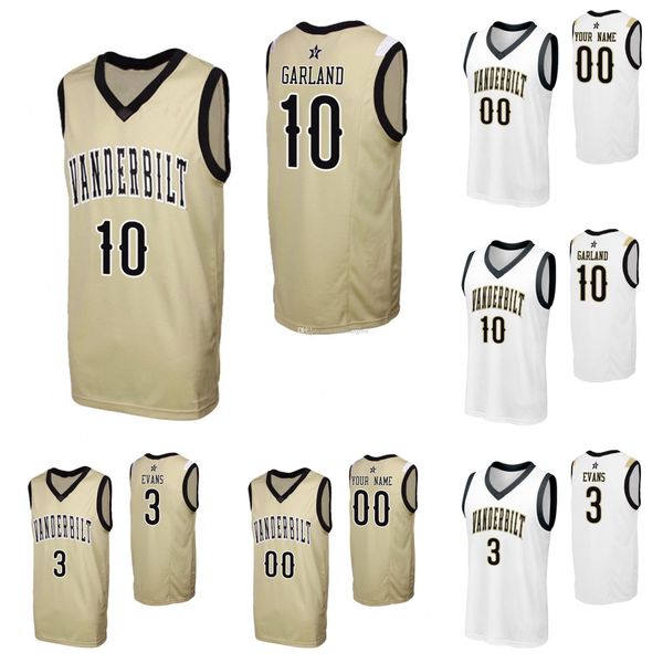 

maxwell evans stitched men's vanderbilt commodores darius garland any name white black gold college basketball jersey