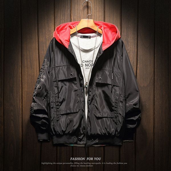 

2020 autumn male jacket teenagers even hat thick loose coat baseball serve windbreaker streetwear chinese style black, Black;brown