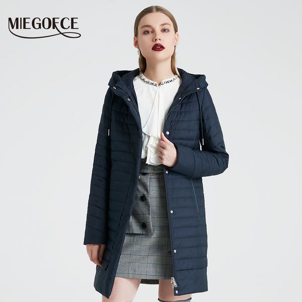 

miegofce 2019 spring windproof coat quilted parka warm women's jacket stand collar women's thin cotton jacket spring collection, Black