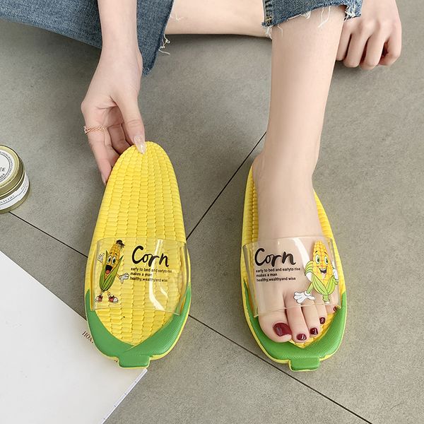 

women's shoes sandals and slippers wear fashion personality corn slippers trend soft bottom outdoor sports and leisure flip flops, Black