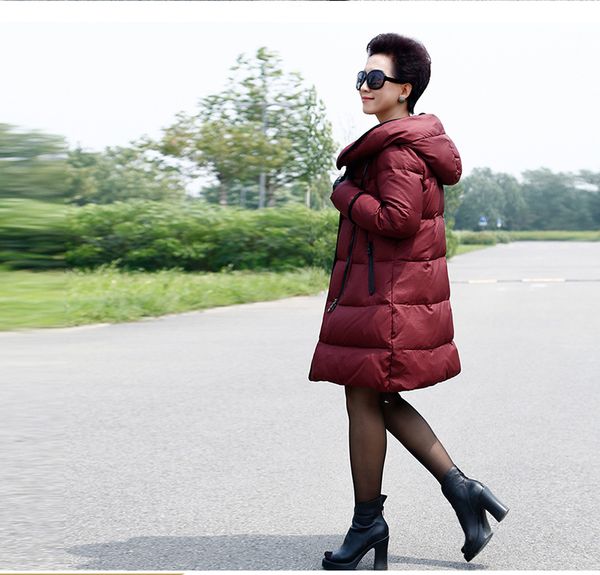 

2018 winter women in the long paragraph down jacket large size loose thickening warm hooded high-quality white duck down, Black
