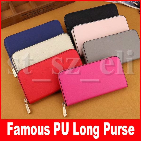 

famous long wallet women purses fashion designer wallet lady sweet clutch wallet multi-card purse portefeuille 7 colors makeup cosmetic bags