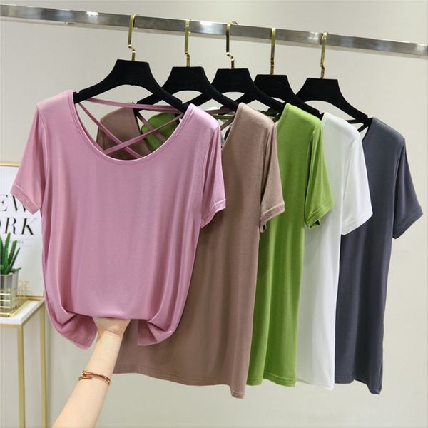 

short-sleeved underpants t- 2020 beautiful back t-shirt women's outdoor back base shirt modal women's top, White