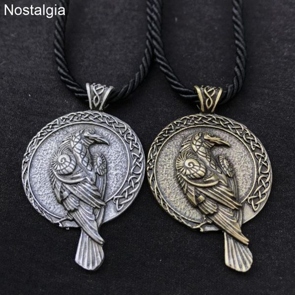 

10pcs norse raven viking bird necklace wiccan pagan amulet talisman crow witch jewelry wicca irish neckless women men wholesale, Silver