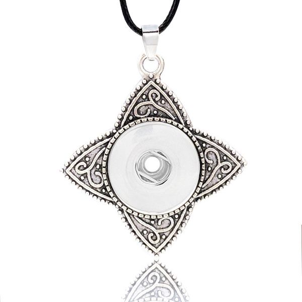 

fashion interchangeable flower crystal ginger metal necklace 028 fit 18mm snap button pendant necklace charm jewelry for women gift, Silver