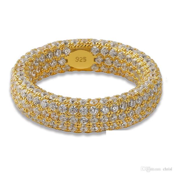 

925 sterling silver stamp ring full iced out cubic zirconia mens women engagement rings hip hop jewelry gift