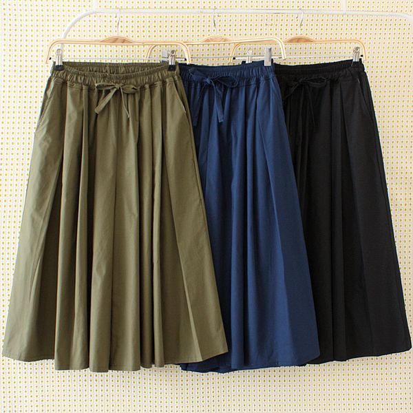 

women's pants 2020 springtime new style plus size loose cropped pants cotton elastic waistband elegant casual skirt, Black;white