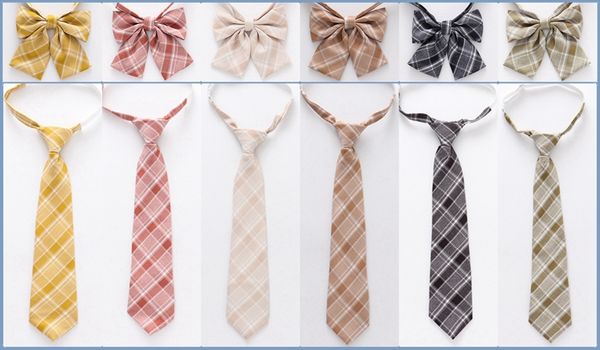 

revitalizing butterfly orthodoxy jk uniforms japanese-style preppy lemon yellow plaid bow tie womens summer small fresh style accessories ti, Black;gray