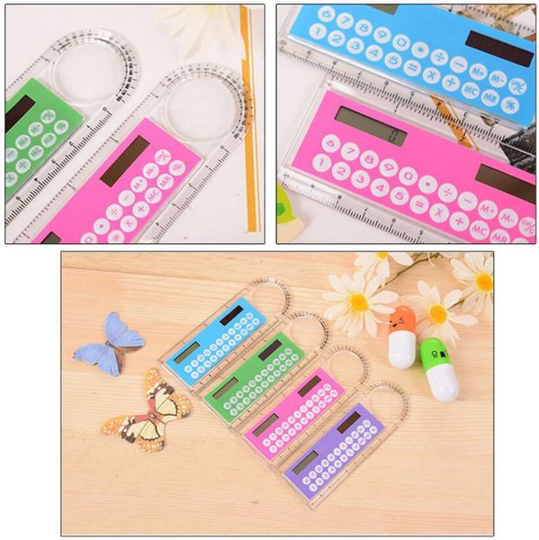 

portable ruler calculator multi purpose colorful student ruler mini portable solar energy calculator for student office stationery gift