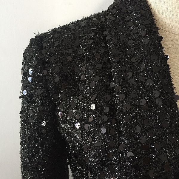 

fashion- autumn fashion double row buckle bright beads medium length suit long suit in bright beads j1, Black;brown