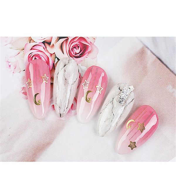 

1 box 3d nail metal patch 6 styles for choice nail stickers decoration for fashion women girls art tools, Silver;gold