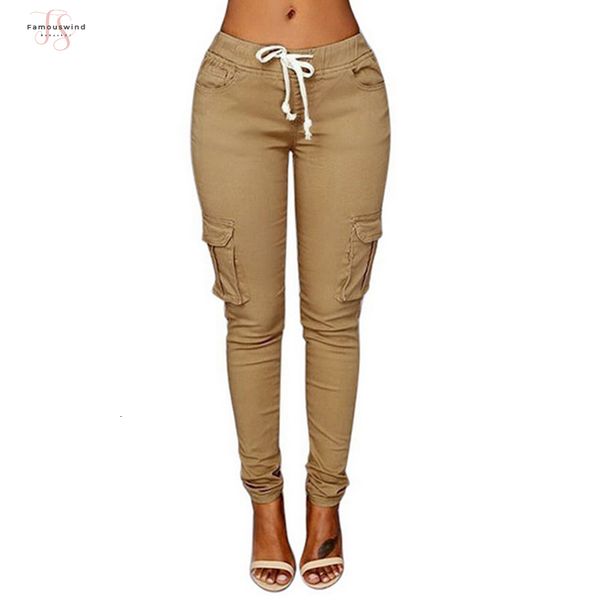 

2019 spring lace up талии вскользь женщины брюки карандаш брюки multi-карманы плюс размер прямые брюки тонкий fit, Black;white