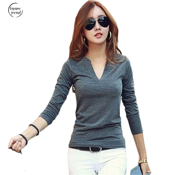 

14 colors v neck blouses slim knitted long sleeve chemise femme blouse for women clothing shirt korean, White