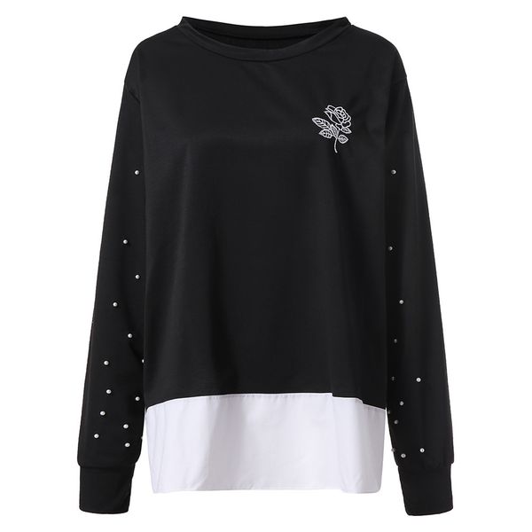 

feitong plus size women sweatshirt hoodies vintage oversized loose casual long sleeve jumper autumn spring xl-4l moletom, Black