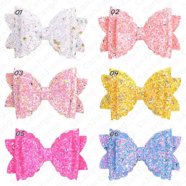 

cartoon gradient bowknot hair pins girls cute double glitter hair barrettes princess kids bow clip hairs accessories for girl gift e5405, Silver