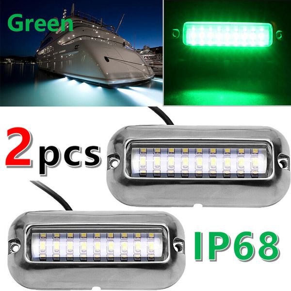 

2x led water pontoonlight waterproof ip68 caution marine light universal 27 blue 316 stainless steel boat transom light