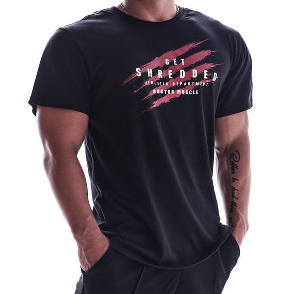 

new summer sports short sleeve men's quick dry fitness wear running training t-shirt, Black;blue