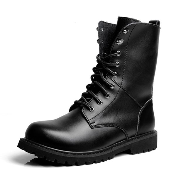 

men's moto boots outdoor mid-calf army boots men's leather military desert tactical boot shoe black combat boots winter