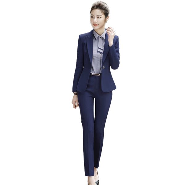 

women's suits & blazers female elegant formali style business ladies uniform pant for women office sets 2 pieces trouser plus size work, White;black