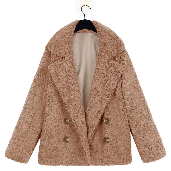 

new winter warm soft teddy bear coat jacket women elegant faux fur coat harajuku button fur jacket casual fluffy plush overcoat, Black