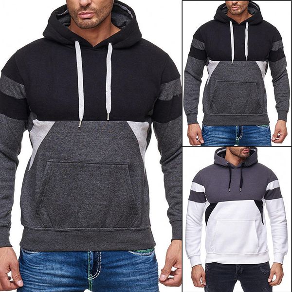 

Panelled Mens Designer Hoodies Sport Hooded O-Neck Long Sleeve Male Tops Casual Mens Clothing New Arrival