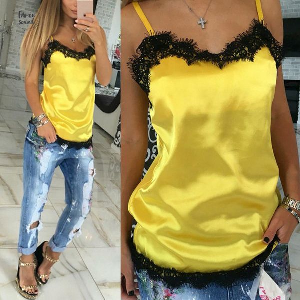 

camis lace women camisoles summer sleeveless tank t shirt casual lace patchwork vest tanks summer lace clothes, White