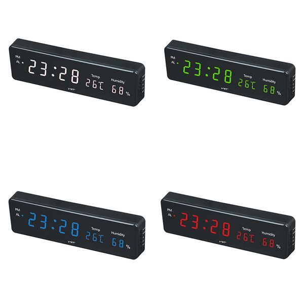 

luminous 3 in 1 digital wall clock 4 colors led table clock sound control desk alarm show time temperature date humidity