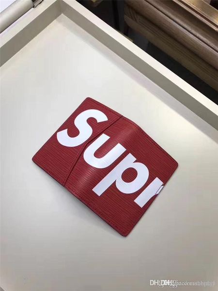 

2018 red black epi bifold slender wallet purse burse notecase bag men women real leather with original box authentic fre shipping