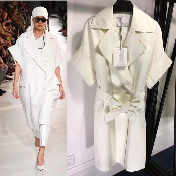 

2019 fashion spring women's coat vadim classic double breasted vest trench coat temperament office sobretudo feminino clothes, Black