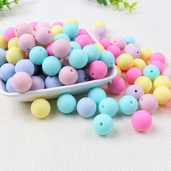 

tyry.hu 100pcs/lot silicone beads baby teether silicone teething beads for necklace silicone teether 15mm bpa free